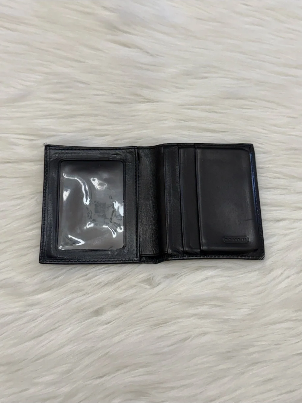 COACH - VINTAGE BLACK ALL LEATHER BIFOLD CARDHOLDER WALLET